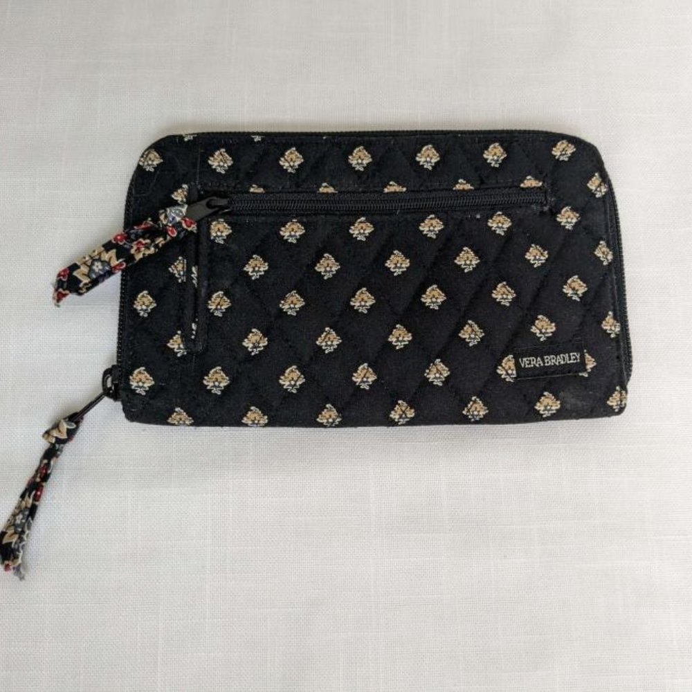 Vera Bradley Wallet Black with 6 Credit Card Slots + ID Slot